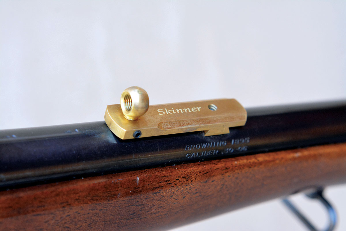 Skinner Sights offers a Barrel Mount Peep Sight that mounts in the rear sight dovetail. There are no modifications necessary for the Browning- and Winchester-produced Miroku Model 1895 rifles and many other guns.